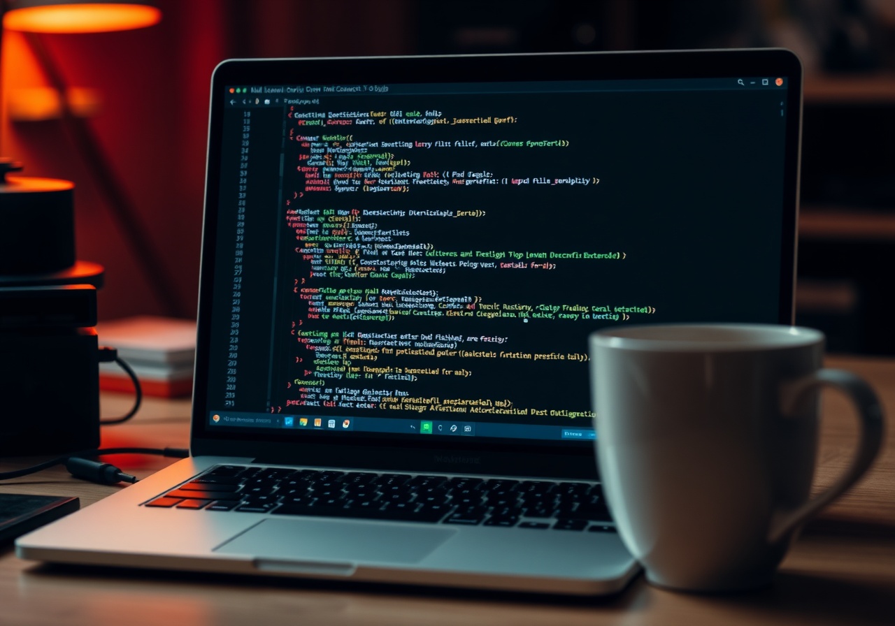 Developer writing Discord bot code in a modern IDE with terminal output visible
